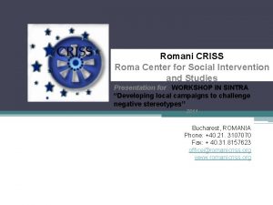 Romani CRISS Roma Center for Social Intervention and