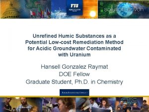 Unrefined Humic Substances as a Potential Lowcost Remediation