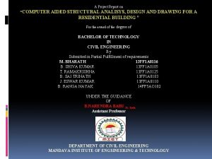 A Project Report on COMPUTER AIDED STRUCTURAL ANALISYS