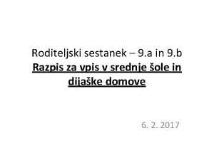 Roditeljski sestanek 9 a in 9 b Razpis