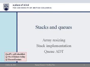 Stacks and queues Geoffs selfchecklist q No i