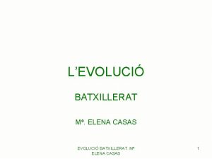 LEVOLUCI BATXILLERAT M ELENA CASAS EVOLUCI BATXILLERAT M