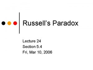 Russells Paradox Lecture 24 Section 5 4 Fri