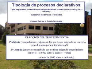 Tipologa de procesos declarativos Tipos de procesos y