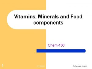 Vitamins Minerals and Food components Chem160 1 3122021