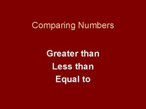 Comparing Numbers Greater than Less than Equal to
