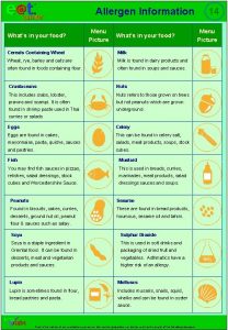 Menu with allergen information