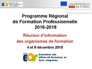 Programme Rgional de Formation Professionnelle 2016 2018 Runion