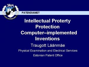 PATENDIAMET Intellectual Proterty Protection Computerimplemented Inventions Traugott Lnme