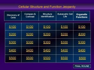 Cellular Structure and Function Jeopardy Eukaryotic Cell Life