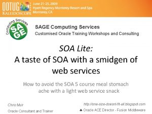 SAGE Computing Services Customised Oracle Training Workshops and