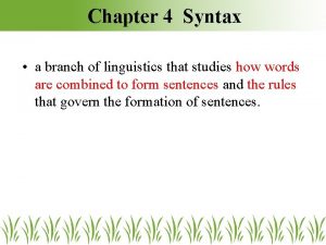 Branches of syntax