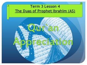 Term 3 Lesson 4 The Duas of Prophet