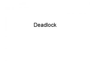 Deadlock Deadlock Characterization Deadlock can arise if four