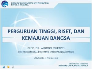 PERGURUAN TINGGI RISET DAN KEMAJUAN BANGSA PROF DR