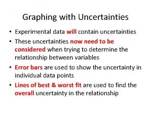 Graphing with Uncertainties Experimental data will contain uncertainties