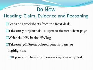 Claim evidence reasoning template