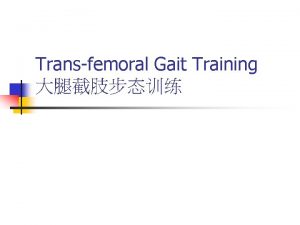 Transfemoral Gait Training Transfemoral amputee gait Gait Observation