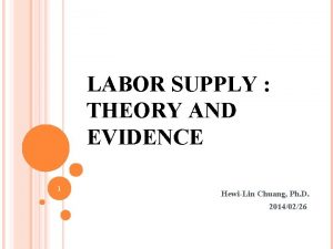 LABOR SUPPLY THEORY AND EVIDENCE 1 HewiLin Chuang