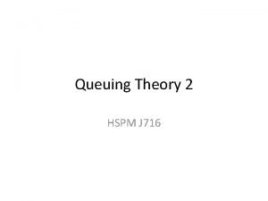 Queuing Theory 2 HSPM J 716 Customers in