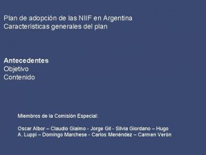 Plan de adopcin de las NIIF en Argentina