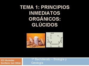 TEMA 1 PRINCIPIOS INMEDIATOS ORGNICOS GLCIDOS IES Muriedas