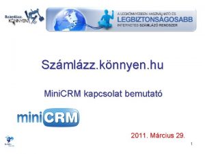 Szmlzz knnyen hu Mini CRM kapcsolat bemutat 2011