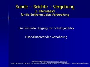 Snde Beichte Vergebung 2 Elternabend fr die ErstkommunionVorbereitung