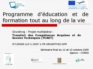 Programme dducation et de formation tout au long