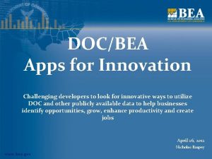 DOCBEA Apps for Innovation Challenging developers to look