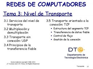 REDES DE COMPUTADORES Tema 3 Nivel de Transporte