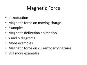 Magnetic Force Introduction Magnetic force on moving charge