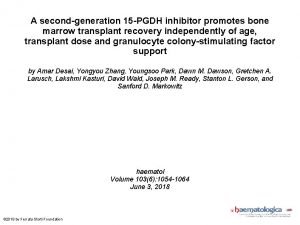 A secondgeneration 15 PGDH inhibitor promotes bone marrow