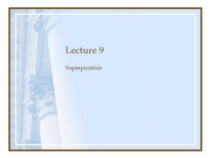 Lecture 9 Superposition Superposition Theorem 12 In a