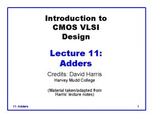 Introduction to CMOS VLSI Design Lecture 11 Adders