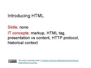 Introducing HTML Skills none IT concepts markup HTML