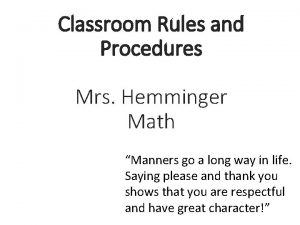 Math class rules and procedures