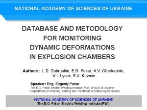 DATABASE AND METODOLOGY FOR MONITORING DYNAMIC NATIONAL ACADEMY