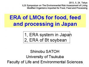 2013 5 24 Tokyo ILSI Symposium on The