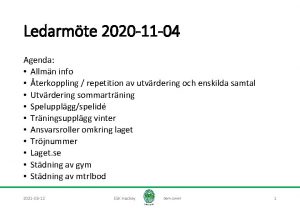 Ledarmte 2020 11 04 Agenda Allmn info terkoppling