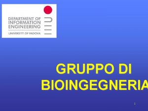 GRUPPO DI BIOINGEGNERIA 1 RICERCHE PRESENTATE 1 Modelli