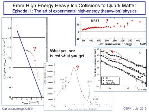 From HighEnergy HeavyIon Collisions to Quark Matter Episode
