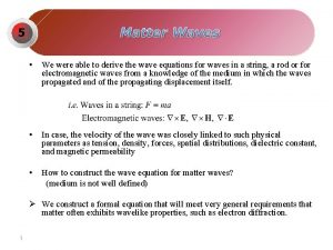 Properties of matter wave