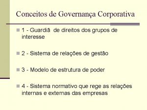 Conceitos de Governana Corporativa n 1 Guardi de