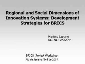 Regional and Social Dimensions of Innovation Systems Development