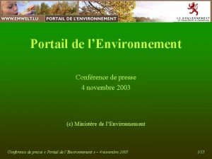 Portail de lEnvironnement Confrence de presse 4 novembre