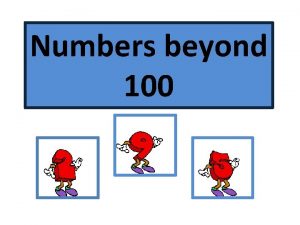 Numbers beyond 100 Three digit numbers are made