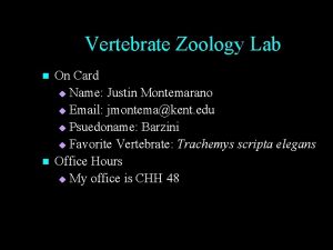 Vertebrate Zoology Lab n n On Card u