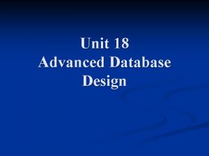 Advanced database design