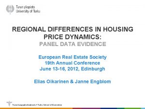 REGIONAL DIFFERENCES IN HOUSING PRICE DYNAMICS PANEL DATA